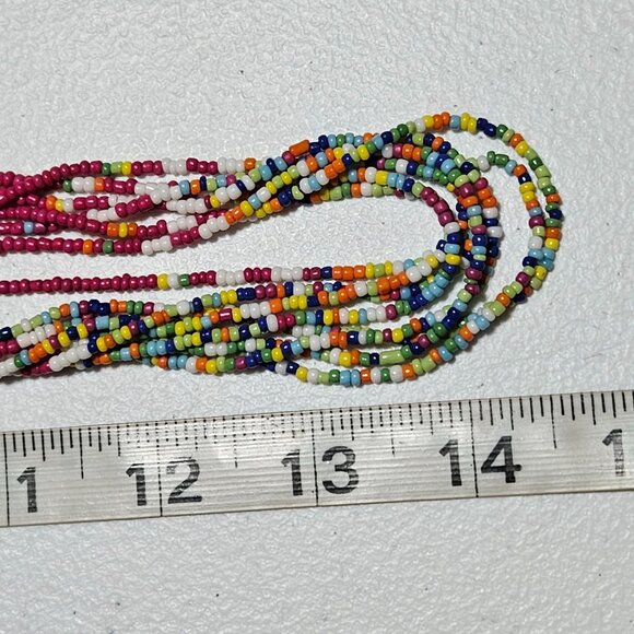 Boho Pink Seed Beaded Multi Strand Necklace Funky Fashion Jewelry Women - Picture 7 of 7